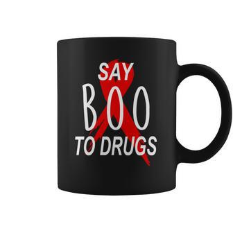 Funny Halloween Say Boo To Drugs Awareness Red Ribbon Coffee Mug | Favorety CA