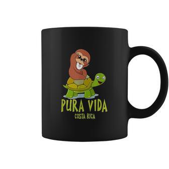 Funny Sloth Riding Turtle Pura Vida Costa Rica Coffee Mug | Favorety