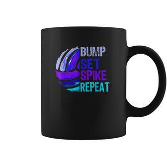 Girls Volleyball Bump Set Spike Repeat Blue Purple Teen Gift Coffee Mug | Favorety