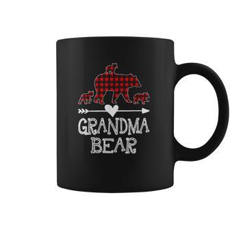 Grandma Bear Three Cubs Red Plaid Grandma Christmas Coffee Mug | Favorety DE