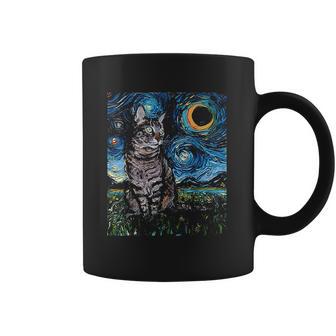 Gray Tabby Tiger Cat Starry Night Moon And Stars Art By Aja Coffee Mug | Favorety DE