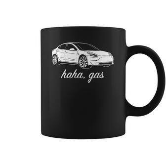 Haha Gas Tesla Model 3 Elon Musk Graphic White Funny Coffee Mug | Favorety