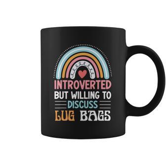 Introverted But Willing To Discuss Lug Bags Rainbow Coffee Mug | Favorety UK