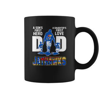 Jayhawks Dad A Son’S First Hero A Daughter’S First Love Shirtn Coffee Mug | Favorety CA