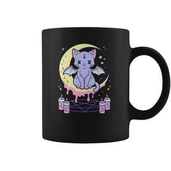 Kawaii Pastel Goth Cute Creepy Black Cat Coffee Mug | Favorety CA