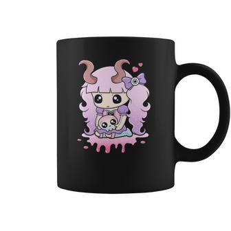 Kawaii Pastel Goth Cute Creepy Girl Anime Skull Coffee Mug | Favorety UK