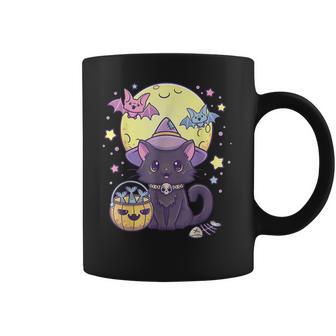 Kawaii Pastel Goth Cute Creepy Halloween Black Cat Witch Hat Men Women T-Shirt Graphic Print Casual Unisex Tee Coffee Mug | Favorety UK