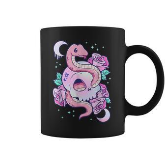 Kawaii Pastel Goth Cute Creepy Skull Serpent Snake Roses Men Women T-Shirt Graphic Print Casual Unisex Tee Coffee Mug | Favorety AU