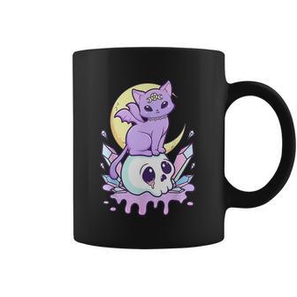 Kawaii Pastel Goth Cute Creepy Witchy Cat And Skull V5 Coffee Mug | Favorety CA