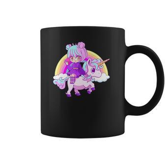 Kawaii Pastel Goth Unicorn Japanese Anime Girl Menhera Coffee Mug | Favorety AU