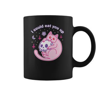 Kawaii Pastel Goth Witch Pink Devil Satan Cat Skull Moon Coffee Mug | Favorety UK