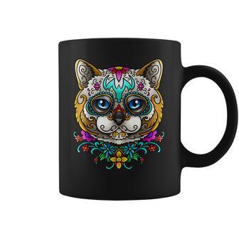 Kitty Cat Sugar Skull Day Of The Dead Dia De Muertos Coffee Mug | Favorety CA