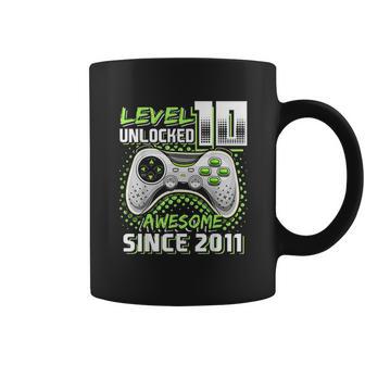 Level 10 Unlocked Awesome 2011 Video Game 10Th Birthday Gift Green Coffee Mug | Favorety AU