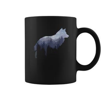 Lone Wolf Survives The Mountain Silhouette Art Coffee Mug | Favorety CA