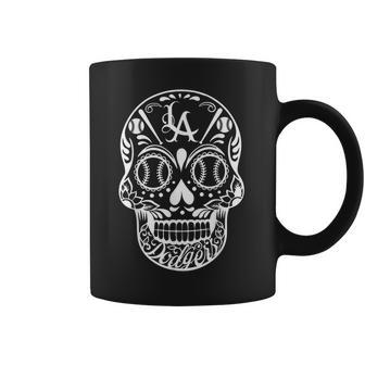 Los Angeles Sugar Skull Day Of The Dead Cinco De Mayo Men Women T-Shirt Graphic Print Casual Unisex Tee Coffee Mug | Favorety