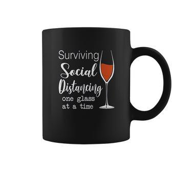 Lucoin Wine Surviving Social Distancing One Glass At A Time Coffee Mug | Favorety AU