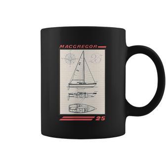 Macgregor 25 Sailboat Line Drawing Graphic Design Printed Casual Daily Basic Coffee Mug | Favorety AU