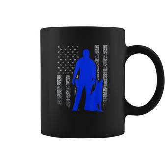 Male K9 Officer Blue Line Flag Coffee Mug | Favorety CA