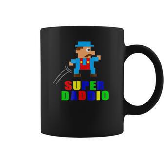 Mens Super Daddio Fathers Day Video Game Action Figure Arcade Tee Coffee Mug | Favorety CA