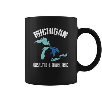 Michigan Unsalted Amp Shark Free Funny Great Lakes T-Shirt Coffee Mug | Favorety AU