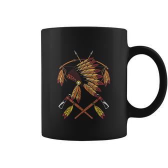 Native American War Bonnet Bow Arrows Feathers And Tomahawk Coffee Mug | Favorety AU