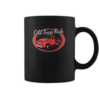 Old Guys Rule T Shirt For Men | Red Truck | Charcoal Coffee Mug | Favorety