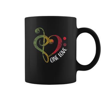 One Love Treble Bass Clef Heart Reggae Musician Coffee Mug | Favorety AU