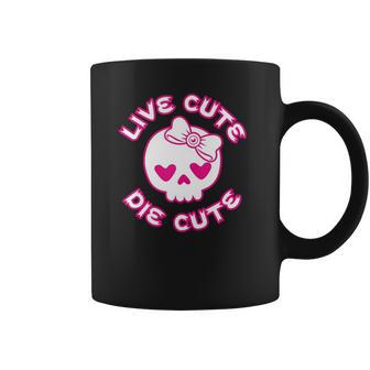 Pastel Goth Live Cute Die Cute Skull Bow And Heart Shape Coffee Mug | Favorety DE