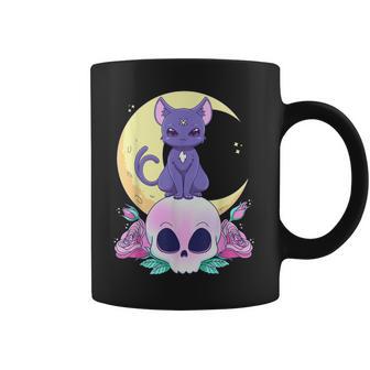 Pastel Goth Witchy Cat Cute Creepy Wiccan Cat And Skull Men Women T-Shirt Graphic Print Casual Unisex Tee Coffee Mug | Favorety DE