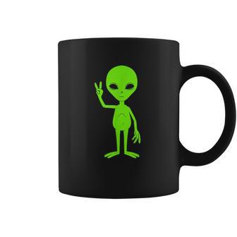 We Come In Peach Sign Hippie Green Alien Ufo Martian Coffee Mug | Favorety CA