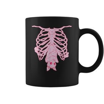 Pink Ribs Bat Pastel Goth Halloween Kawaii Skeleton Witch Coffee Mug | Favorety