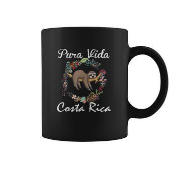 Pura Vida Costa Rica Floral Cute Sleepy Sloth Funny Gift Coffee Mug | Favorety DE