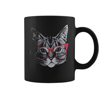 Red Linda Glasses Cat Sassy Funny Kitty Belcher Cute Coffee Mug | Favorety UK