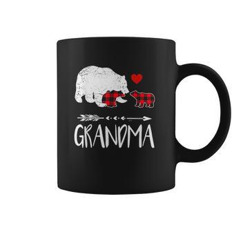 Red Plaid Grandma Bear Two Cubs Matching Buffalo Pajama Xmas Coffee Mug | Favorety