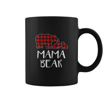 Red Plaid Mama Bear Two Cubs Matching Buffalo Pajama Xmas Coffee Mug | Favorety