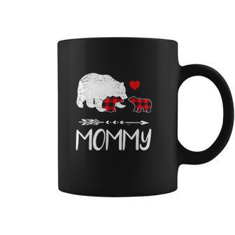 Red Plaid Mommy Bear Two Cubs Matching Buffalo Xmas Coffee Mug | Favorety AU