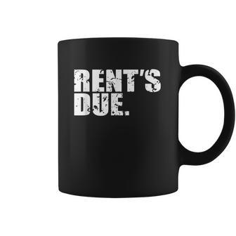 Rents Due Work Hard Bodybuilder Weightlifting Distressed Graphic Design Printed Casual Daily Basic Coffee Mug | Favorety UK