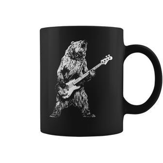 Retro Bear Playing Bass Guitar Bear Guitarist Music Lovers Coffee Mug | Favorety CA