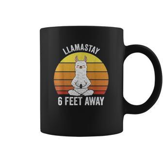 Retro Llamastay 6 Feet Away Llama Social Distancing Coffee Mug | Favorety