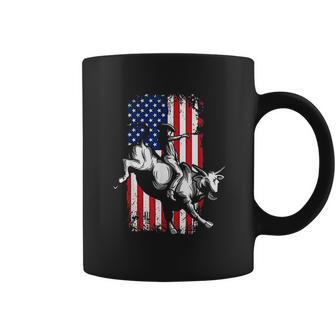 Rodeo Bull Rider Patriotic American Usa Flag For Cowboys Coffee Mug | Favorety CA