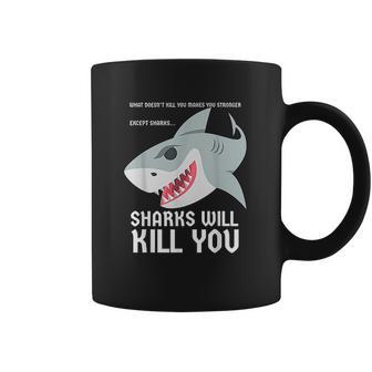 Sharks Will Kill You Funny Fun Emoji Stuff Gift Coffee Mug | Favorety DE