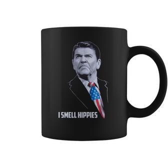 I Smell Hippies Funny Ronald Reagan Conservative Merica Usa Coffee Mug | Favorety CA