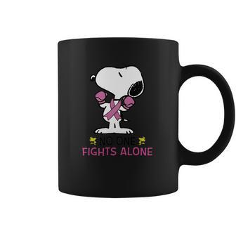 Snoopy No One Fights Alone Breast Cancer Awareness Shirt Coffee Mug | Favorety CA