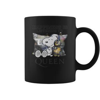 Snoopy And Woodstock Happiness Is Listening To Queen T-Shirt Coffee Mug | Favorety AU