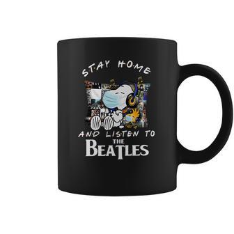 Snoopy And Woodstock Stay Home And Listen To The Beatles Shirt Coffee Mug | Favorety CA