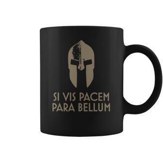 Spartan Helm Latin Motto Si Vis Pacem Para Bellum T-Shirt Coffee Mug | Favorety