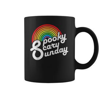 Spooky Scary Sunday Trendy Retro Rainbow Coffee Mug | Favorety