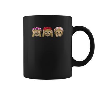 Three Emoji Monkey Flower Hear Speak See No Evil Cute Monkey Coffee Mug | Favorety DE