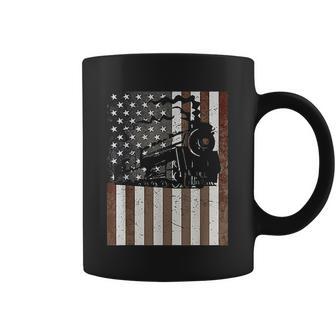 Train Locomotive Engine American Flag Model Builder Vintage Coffee Mug | Favorety UK