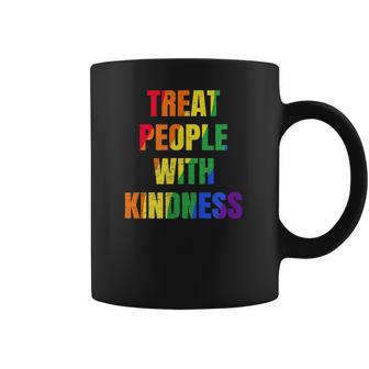 Treat People With Kindness Queer Lgbtq Love Equality Bi Coffee Mug | Favorety AU